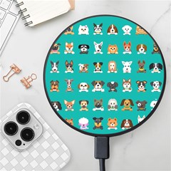 Different Type Vector Cartoon Dog Faces Wireless Fast Charger(black) by Bedest