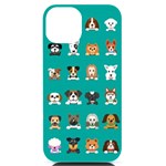 Different Type Vector Cartoon Dog Faces iPhone 14 Black UV Print Case Front