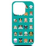 Different Type Vector Cartoon Dog Faces iPhone 14 Pro Black UV Print Case Front