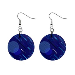 Classic Blue Background Abstract Style Mini Button Earrings by Bedest