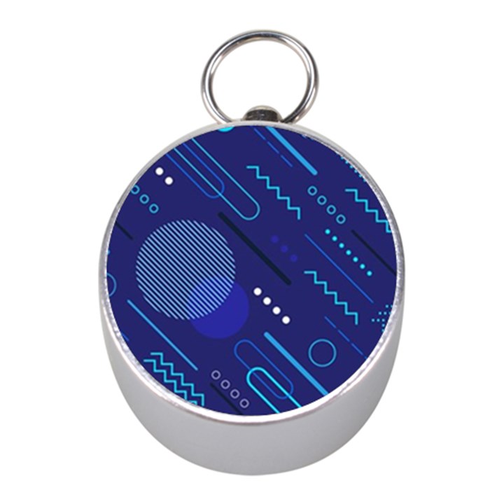 Classic Blue Background Abstract Style Mini Silver Compasses