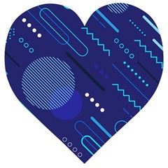 Classic Blue Background Abstract Style Wooden Puzzle Heart