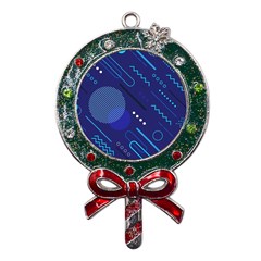 Classic Blue Background Abstract Style Metal X mas Lollipop With Crystal Ornament by Bedest