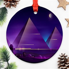 Egyptian Pyramids Night Landscape Cartoon Ornament (round) by Bedest