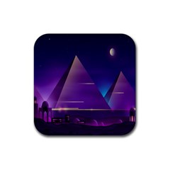 Egyptian Pyramids Night Landscape Cartoon Rubber Coaster (square) by Bedest