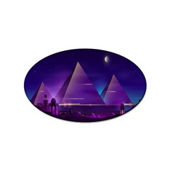 Egyptian Pyramids Night Landscape Cartoon Sticker Oval (10 Pack) by Bedest