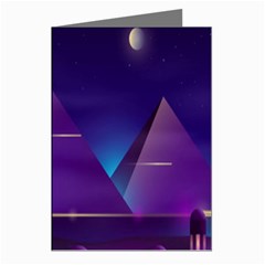 Egyptian Pyramids Night Landscape Cartoon Greeting Cards (pkg Of 8) by Bedest