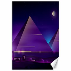 Egyptian Pyramids Night Landscape Cartoon Canvas 12  X 18  by Bedest