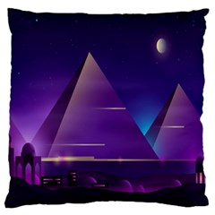 Egyptian Pyramids Night Landscape Cartoon Large Premium Plush Fleece Cushion Case (one Side) by Bedest