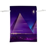 Egyptian Pyramids Night Landscape Cartoon Lightweight Drawstring Pouch (XL) Front