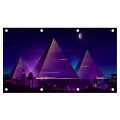 Egyptian Pyramids Night Landscape Cartoon Banner And Sign 7  X 4  by Bedest