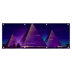 Egyptian Pyramids Night Landscape Cartoon Banner And Sign 8  X 3  by Bedest