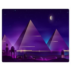 Egyptian Pyramids Night Landscape Cartoon Premium Plush Fleece Blanket (medium) by Bedest