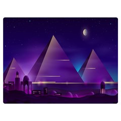 Egyptian Pyramids Night Landscape Cartoon Two Sides Premium Plush Fleece Blanket (extra Small) by Bedest