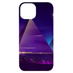 Egyptian Pyramids Night Landscape Cartoon Iphone 14 Black Uv Print Case by Bedest