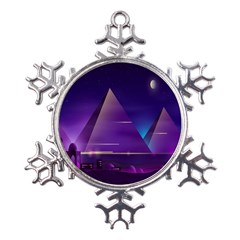 Egyptian Pyramids Night Landscape Cartoon Metal Large Snowflake Ornament by Bedest