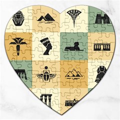 Egyptian Flat Style Icons Jigsaw Puzzle (heart) by Bedest