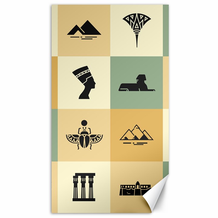 Egyptian Flat Style Icons Canvas 40  x 72 