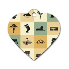 Egyptian Flat Style Icons Dog Tag Heart (one Side) by Bedest