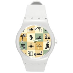 Egyptian Flat Style Icons Round Plastic Sport Watch (m)