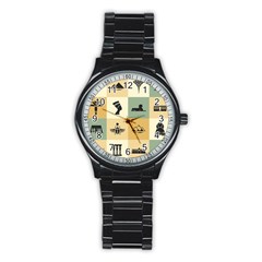 Egyptian Flat Style Icons Stainless Steel Round Watch by Bedest