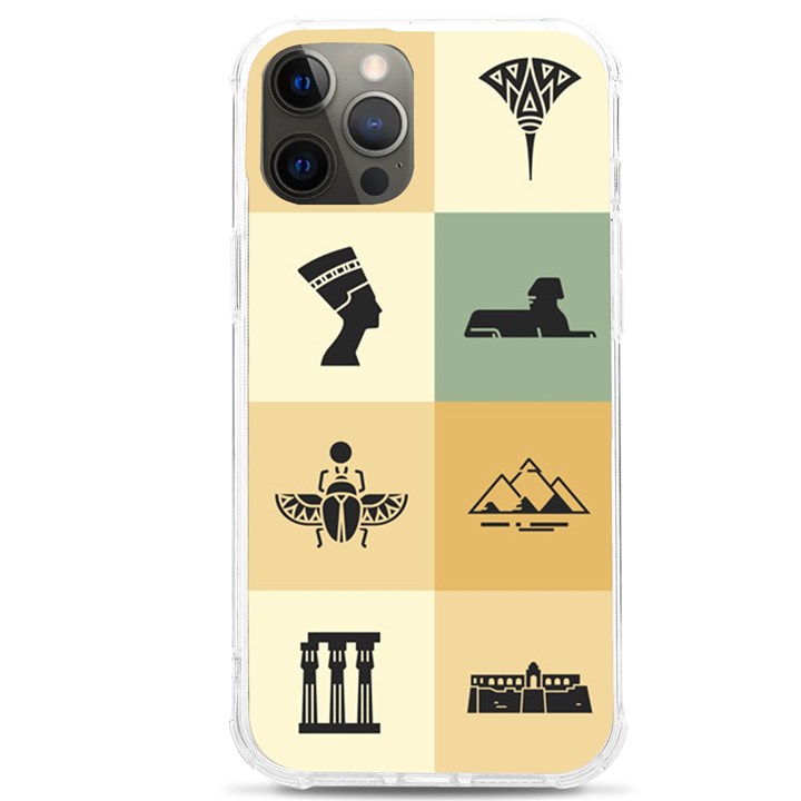 Egyptian Flat Style Icons iPhone 12 Pro max TPU UV Print Case