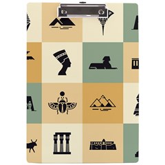 Egyptian Flat Style Icons A4 Acrylic Clipboard by Bedest