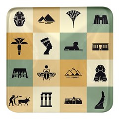 Egyptian Flat Style Icons Square Glass Fridge Magnet (4 Pack) by Bedest