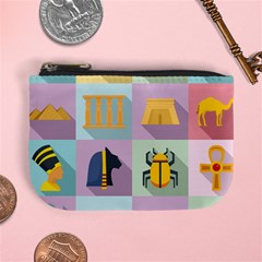 Egypt Icons Set Flat Style Mini Coin Purse by Bedest