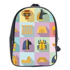 Egypt Icons Set Flat Style School Bag (large)