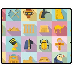 Egypt Icons Set Flat Style Fleece Blanket (medium) by Bedest