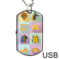 Egypt Icons Set Flat Style Dog Tag Usb Flash (one Side) by Bedest