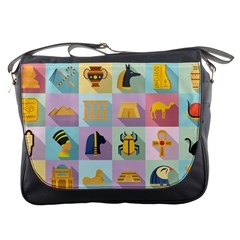 Egypt Icons Set Flat Style Messenger Bag by Bedest