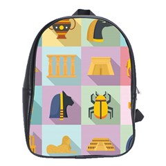 Egypt Icons Set Flat Style School Bag (xl) by Bedest