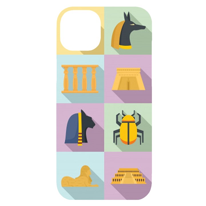 Egypt Icons Set Flat Style iPhone 14 Plus Black UV Print Case