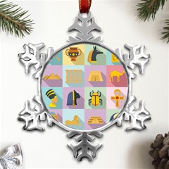 Egypt Icons Set Flat Style Metal Small Snowflake Ornament by Bedest