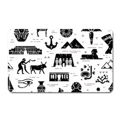 Dark Seamless Pattern Symbols Landmarks Signs Egypt Magnet (rectangular) by Bedest