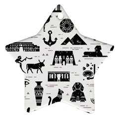 Dark Seamless Pattern Symbols Landmarks Signs Egypt Star Ornament (two Sides)