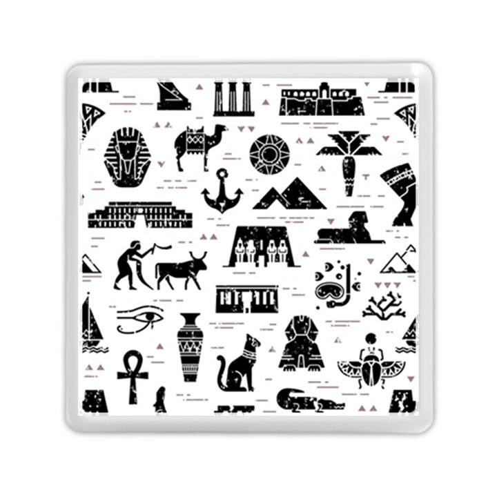 Dark Seamless Pattern Symbols Landmarks Signs Egypt Memory Card Reader (Square)