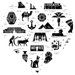 Dark Seamless Pattern Symbols Landmarks Signs Egypt Wooden Puzzle Heart