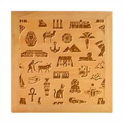 Dark Seamless Pattern Symbols Landmarks Signs Egypt Wood Photo Frame Cube by Bedest