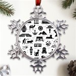 Dark Seamless Pattern Symbols Landmarks Signs Egypt Metal Large Snowflake Ornament Front