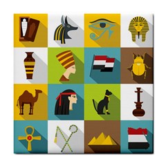 Egypt Travel Items Icons Set Flat Style Tile Coaster by Bedest