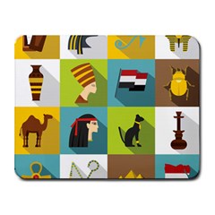 Egypt Travel Items Icons Set Flat Style Small Mousepad by Bedest