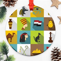 Egypt Travel Items Icons Set Flat Style Ornament (round) by Bedest