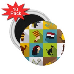 Egypt Travel Items Icons Set Flat Style 2 25  Magnets (10 Pack)  by Bedest