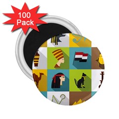 Egypt Travel Items Icons Set Flat Style 2 25  Magnets (100 Pack)  by Bedest