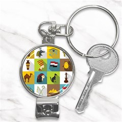 Egypt Travel Items Icons Set Flat Style Nail Clippers Key Chain by Bedest