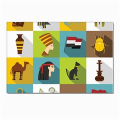 Egypt Travel Items Icons Set Flat Style Postcard 4 x 6  (pkg Of 10) by Bedest