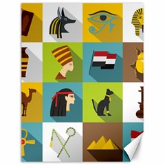 Egypt Travel Items Icons Set Flat Style Canvas 12  X 16  by Bedest